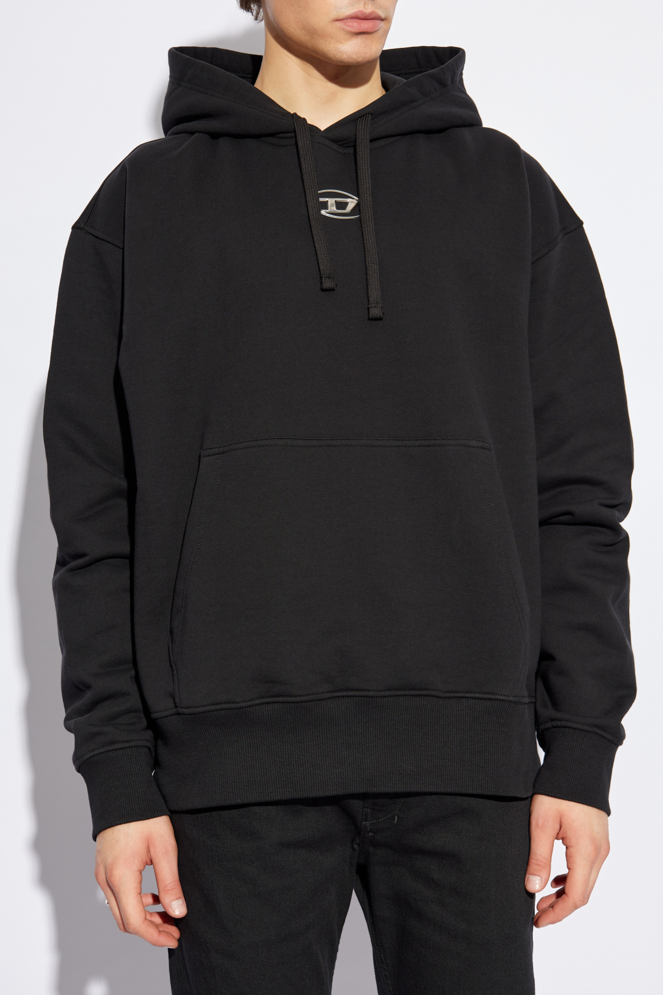 Men's Sweatshirt with metallic logo | Black | Diesel